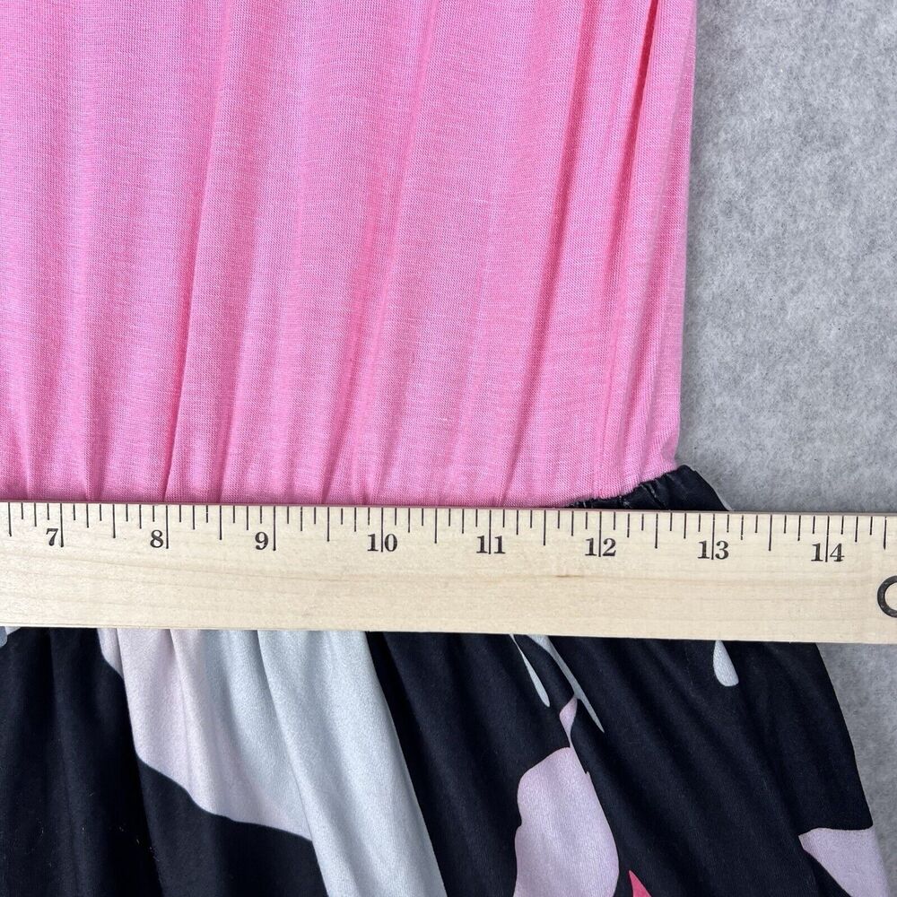 Kancystore Maxi Dress Womens Small Pink Black Floral Cold Shoulder Boho Summer - Picture 11 of 15